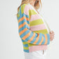 Aemi+Co Striped Drop Shoulder Button Up Cardigan Sweater Cardigans