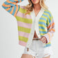 Aemi+Co Striped Drop Shoulder Button Up Cardigan Sweater Cardigans