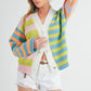 Aemi+Co Striped Drop Shoulder Button Up Cardigan Sweater Cardigans