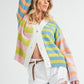 Aemi+Co Striped Drop Shoulder Button Up Cardigan Sweater Cardigans