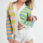 Aemi+Co Striped Drop Shoulder Button Up Cardigan Sweater Cardigans