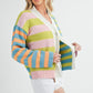 Aemi+Co Striped Drop Shoulder Button Up Cardigan Sweater Cardigans