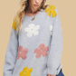 Jade by Jane Plus Oversized Long Sleeve Floral Knit Sweater
