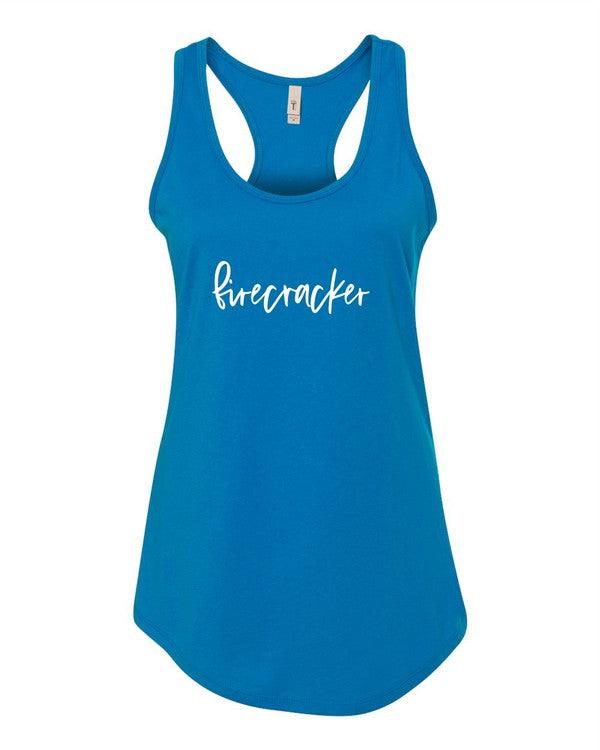 Firecracker Summer Graphic Tank Turquoise Shirts & Tops