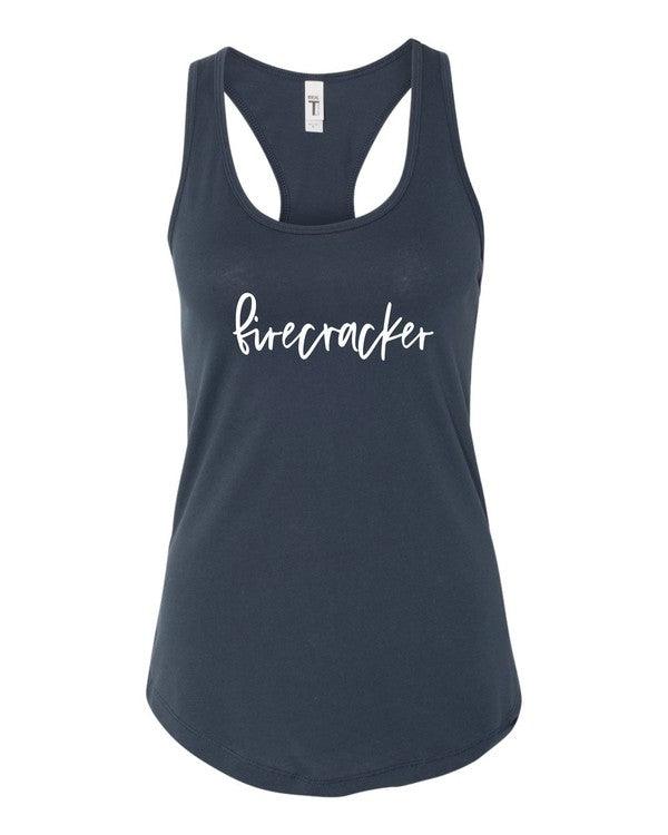 Firecracker Summer Graphic Tank Navy Blue Shirts & Tops