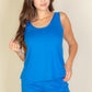 Basic Comfy Tank Top Mini Casual Shorts Set Blue Short Sets