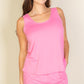 Basic Comfy Tank Top Mini Casual Shorts Set Pink Short Sets