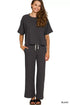 Zenana Raised Rib Short Sleeve Tee & Pants Set - DAVERRI FASHIONS