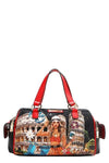 Martha Travels Italy Wide Handbag with Rhinestones - DAVERRI FASHIONS