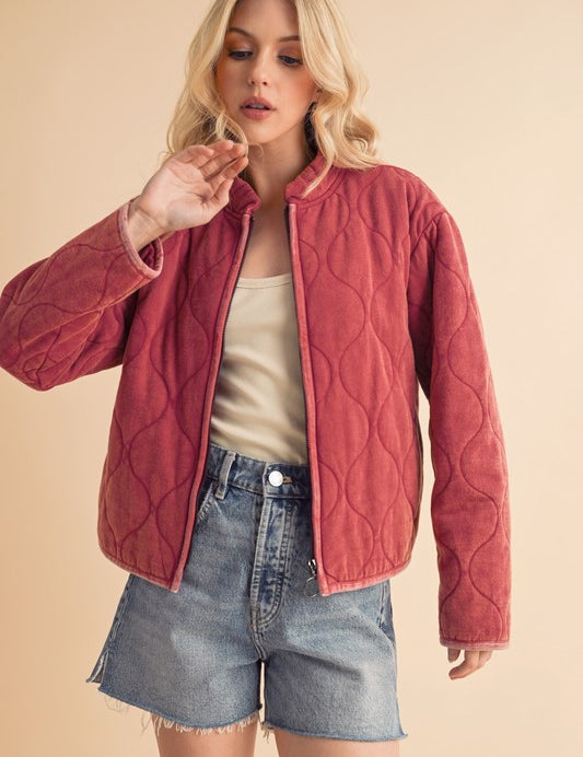 WINE Kendl Quilted Jacket | Jackets Daverri Fashions