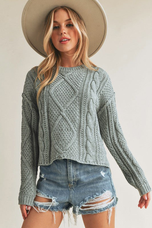 Relaxed Fit Adela Cable Knit Sweater Tops