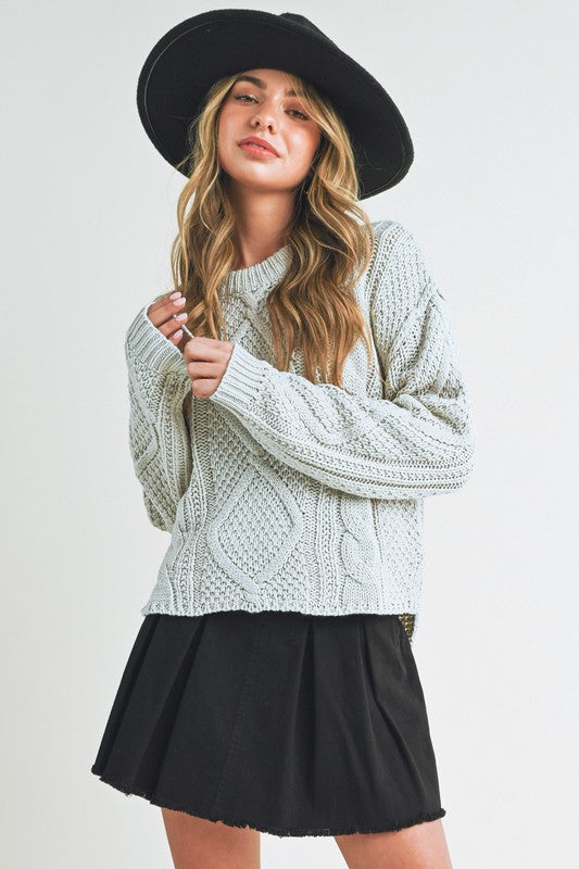 Relaxed Fit Adela Cable Knit Sweater Tops