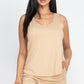 Basic Comfy Tank Top Mini Casual Shorts Set Khaki Short Sets