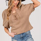 SAGE+FIG Lace-Up Waffle Knit Crop Top Tops