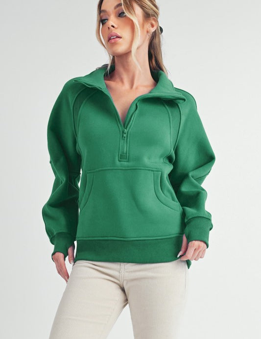Long Dove Funnel Neck Half Long Zip | Daverri Fashions