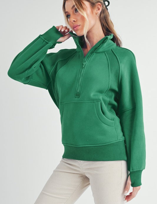 LILY PAD S Long Dove Funnel Neck Half Long Zip | Daverri Fashions