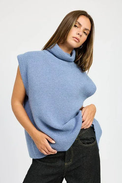 Split Back Turtle Neck Sweater Top - DAVERRI FASHIONS