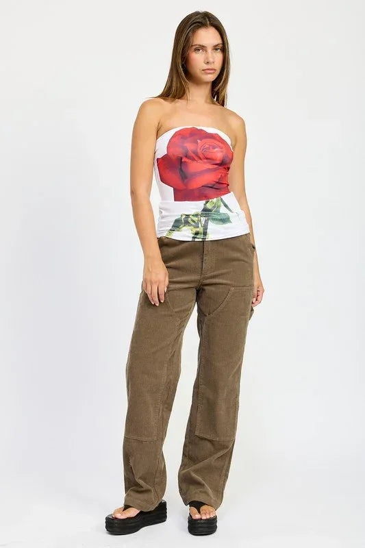 CORDUROY FULL PANTS WITH POCKETS - DAVERRI FASHIONS