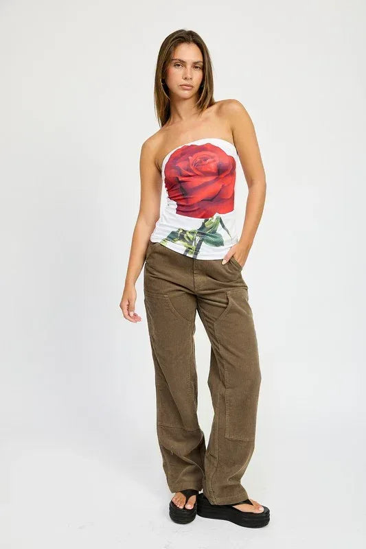 CORDUROY FULL PANTS WITH POCKETS - DAVERRI FASHIONS
