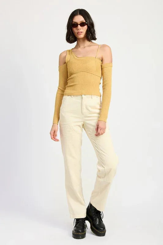 CORDUROY FULL PANTS WITH POCKETS - DAVERRI FASHIONS