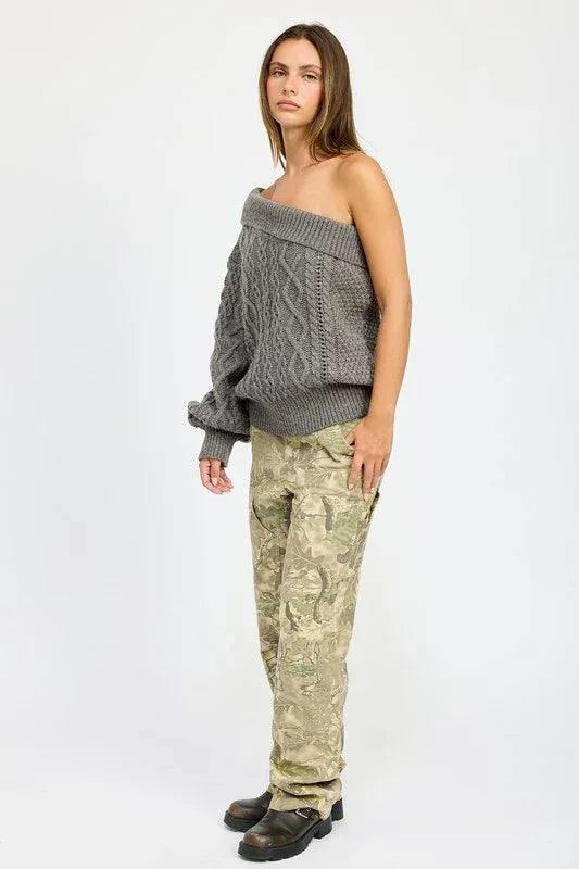 OVERSIZED ONE SHOULDER SWEATER - DAVERRI FASHIONS