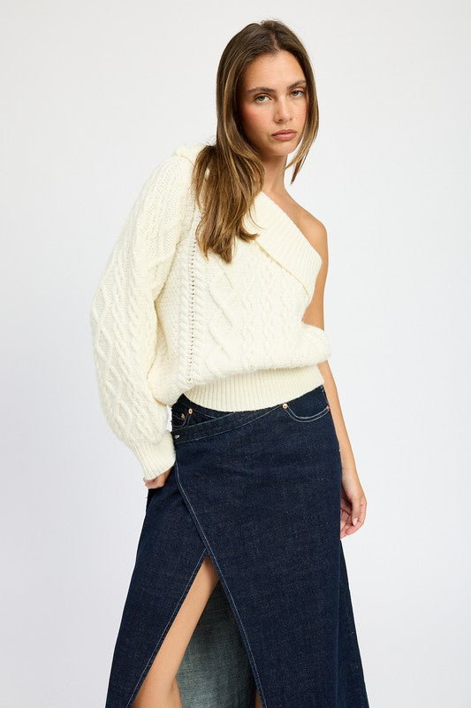 IVORY S OVERSIZED ONE SHOULDER SWEATER | Sweaters Daverri Fashions