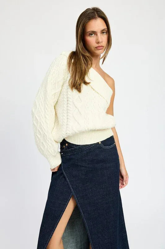 OVERSIZED ONE SHOULDER SWEATER - DAVERRI FASHIONS