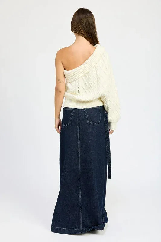 OVERSIZED ONE SHOULDER SWEATER - DAVERRI FASHIONS