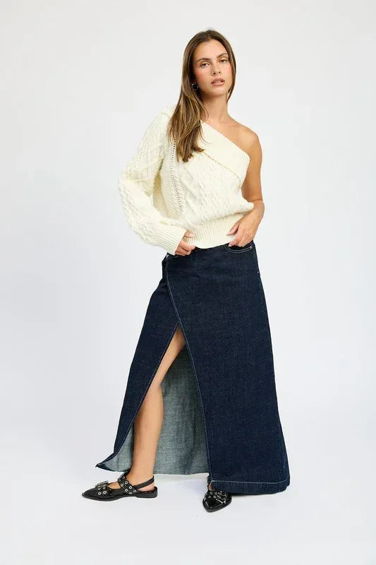 OVERSIZED ONE SHOULDER SWEATER - DAVERRI FASHIONS
