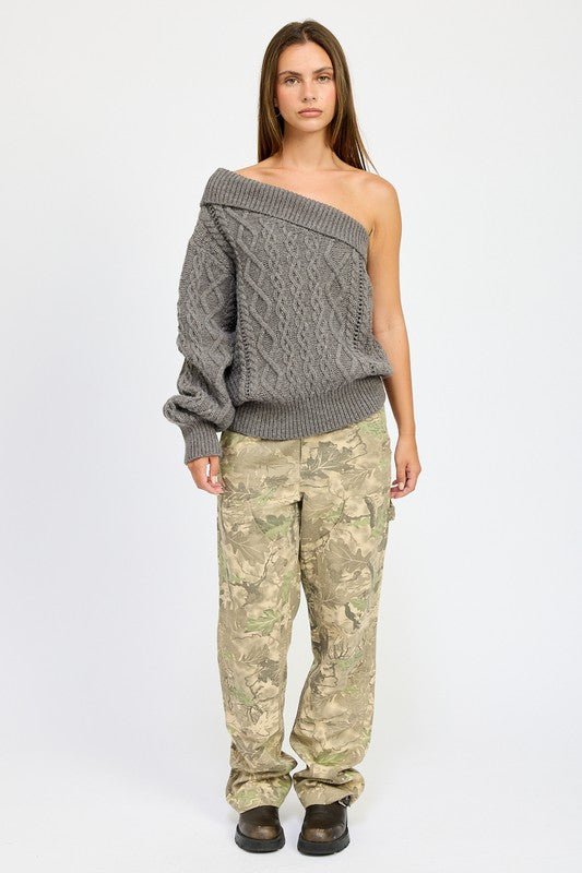 OVERSIZED ONE SHOULDER SWEATER | Sweaters Daverri Fashions
