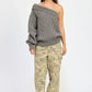 OVERSIZED ONE SHOULDER SWEATER - DAVERRI FASHIONS