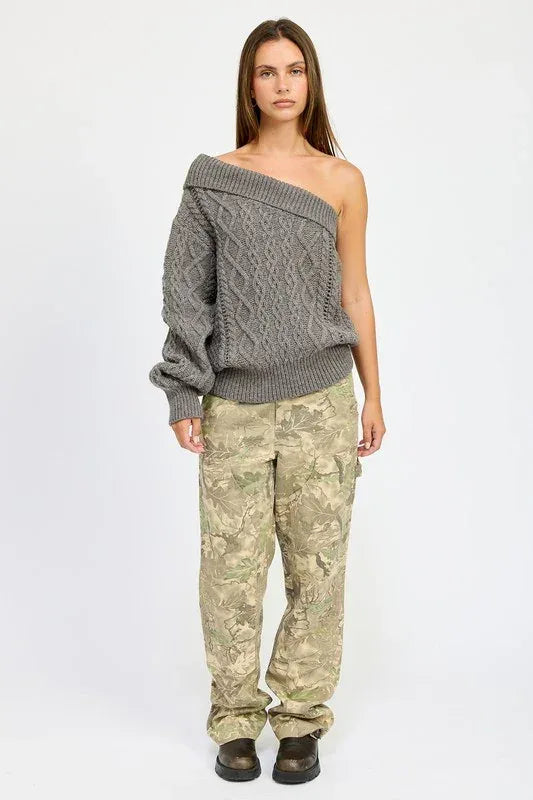 OVERSIZED ONE SHOULDER SWEATER - DAVERRI FASHIONS