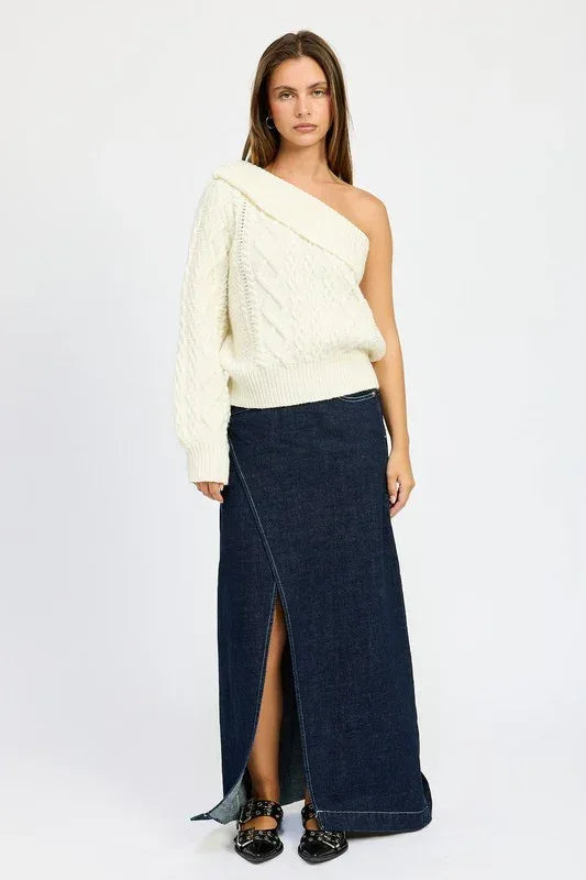 OVERSIZED ONE SHOULDER SWEATER - DAVERRI FASHIONS