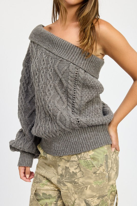 OVERSIZED ONE SHOULDER SWEATER | Sweaters Daverri Fashions
