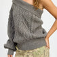 OVERSIZED ONE SHOULDER SWEATER - DAVERRI FASHIONS