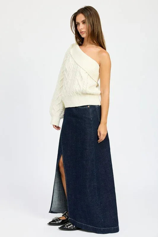 OVERSIZED ONE SHOULDER SWEATER - DAVERRI FASHIONS