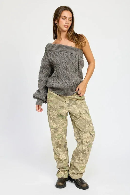 OVERSIZED ONE SHOULDER SWEATER - DAVERRI FASHIONS