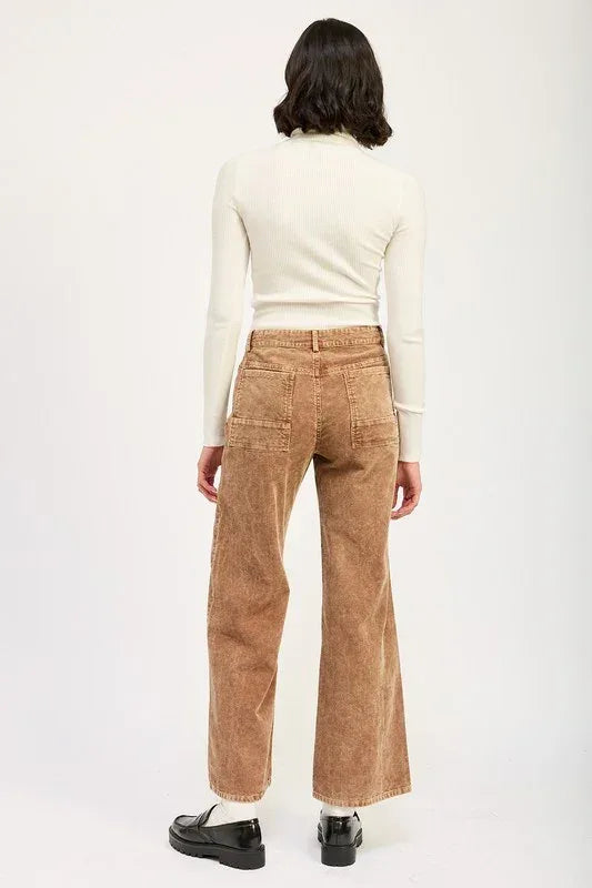 DISTRASSED CORDUROY PANTS - DAVERRI FASHIONS