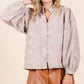 Paisley Eyelet Laced Button-Up Blouse - DAVERRI FASHIONS