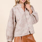Paisley Eyelet Laced Button-Up Blouse - DAVERRI FASHIONS