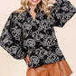 Paisley Eyelet Laced Button-Up Blouse - DAVERRI FASHIONS