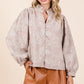 Paisley Eyelet Laced Button-Up Blouse - DAVERRI FASHIONS