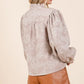 Paisley Eyelet Laced Button-Up Blouse - DAVERRI FASHIONS