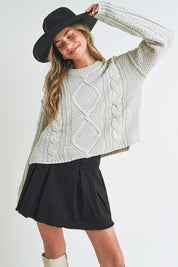 Relaxed Fit Adela Cable Knit Sweater Tops