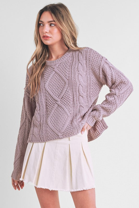 Relaxed Fit Adela Cable Knit Sweater Tops