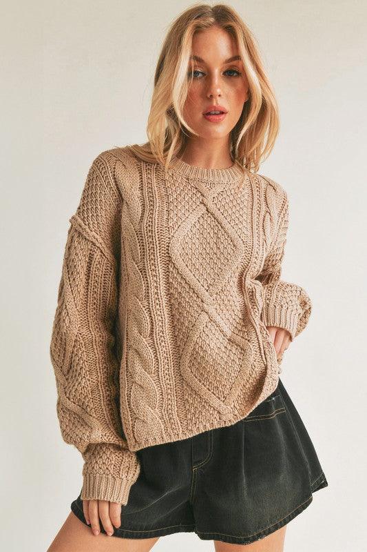 Relaxed Fit Adela Cable Knit Sweater OAT S Sweaters