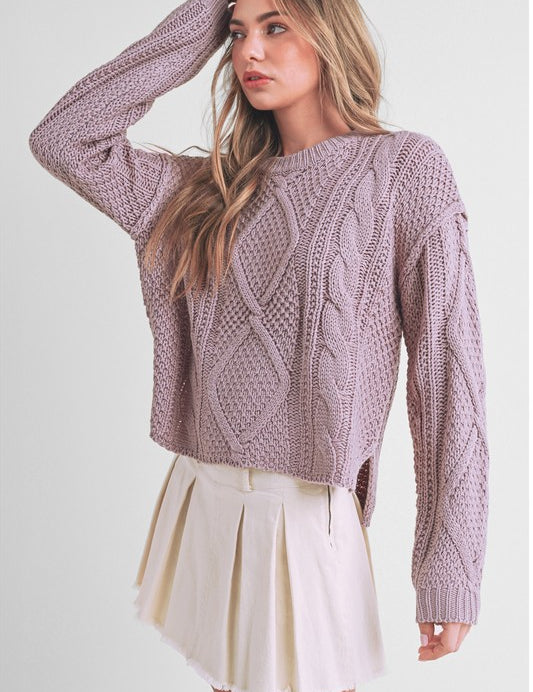 Relaxed Fit Adela Cable Knit Sweater Tops