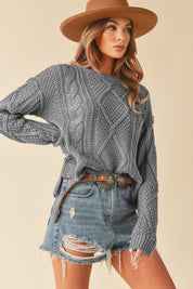 Relaxed Fit Adela Cable Knit Sweater Tops