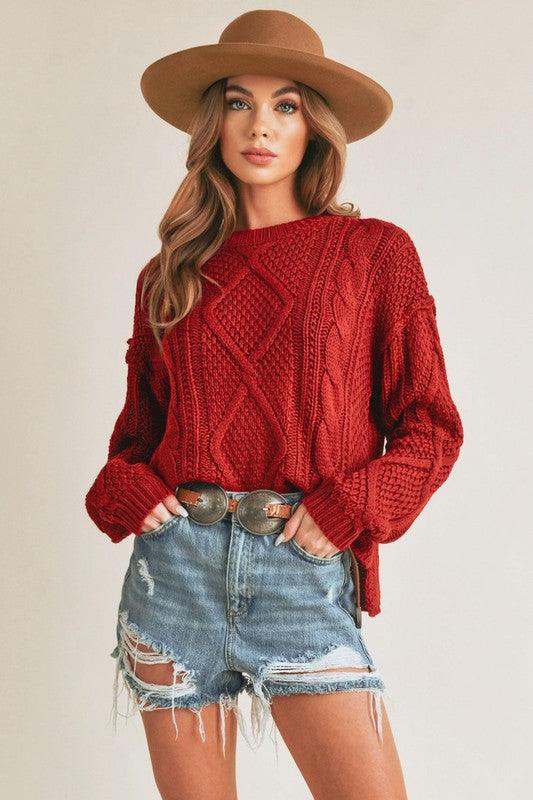 Relaxed Fit Adela Cable Knit Sweater Sweaters