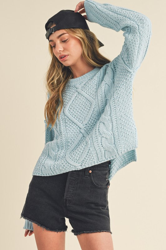 Relaxed Fit Adela Cable Knit Sweater Tops